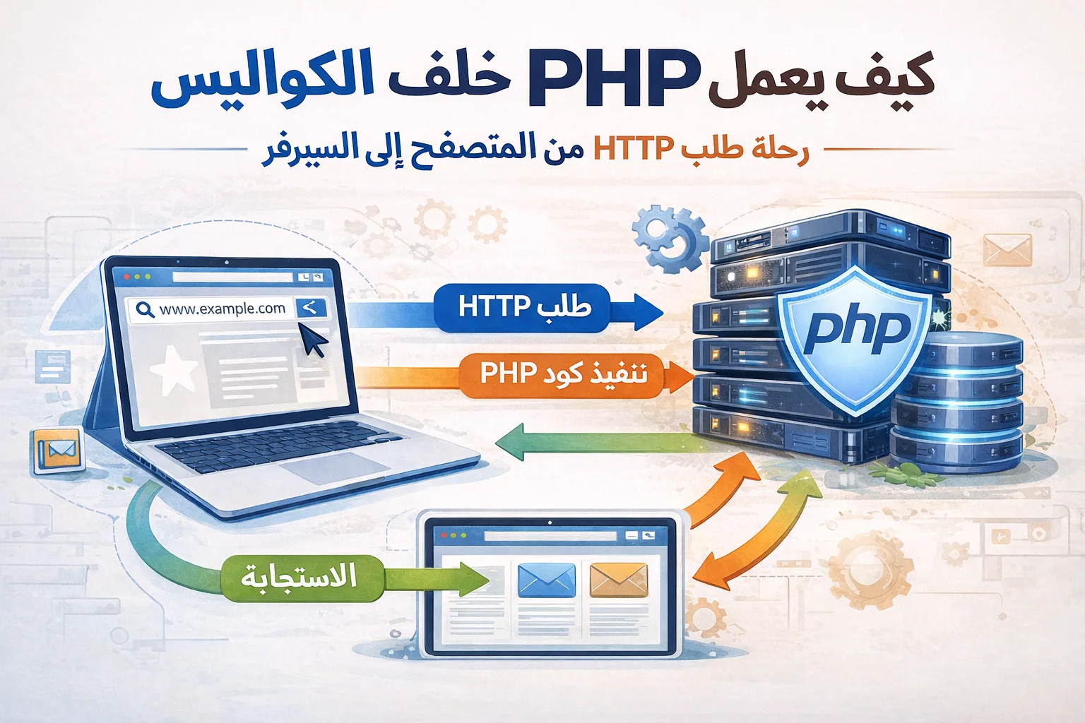 كيف يعمل PHP خلف الكواليس — رحلة طلب HTTP من المتصفح إلى السيرفر
